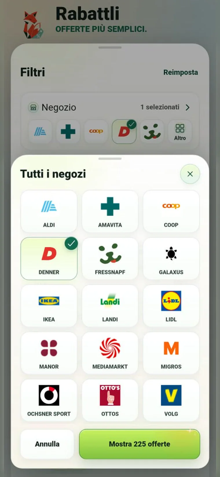 Negozi svizzeri disponibili in Rabattli