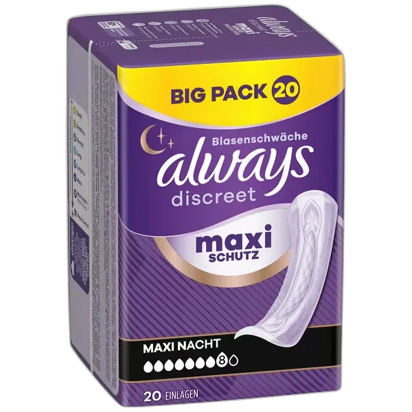 Image du produit ALWAYS Protections pour fuites urinaires Discreet, Maxi Night