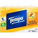Immagine del prodotto Fazzoletti Tempo Plus all'olio di mandorla e aloe vera, confezione da 36x9 pezzi