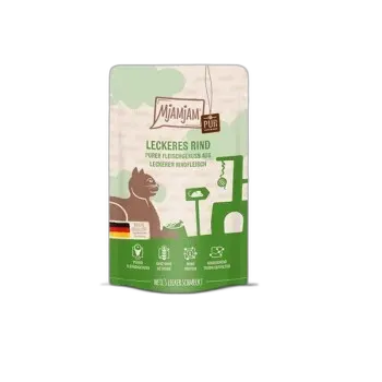 Produktbild zu MjAMjAM Nassfutter Katze Adult, Quetschie Purer Fleischgenuss, Rind 12x125 g