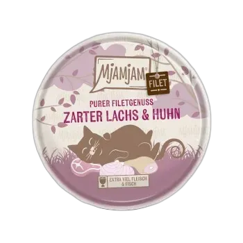 Image du produit MjAMjAM nourriture humide pour chat adulte, pur plaisir de filet 16x80 g Saumon et poulet