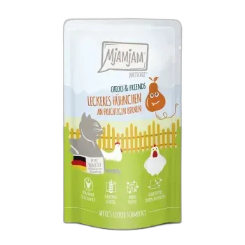 Immagine del prodotto MjAMjAM Nourriture humide pour chat Adult Quetchie délicate poulet aux fraises fruitées 12 x 125 g Poulet et poire 12x125 g
