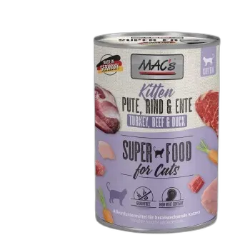 Image du produit MAC's Nourriture humide chaton Dinde, bœuf et canard 6x400 g