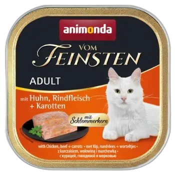 Image du produit animonda Vom Feinsten nourriture humide pour chat, adulte, avec cœur gourmand Poulet, bœuf et carotte 32x100 g