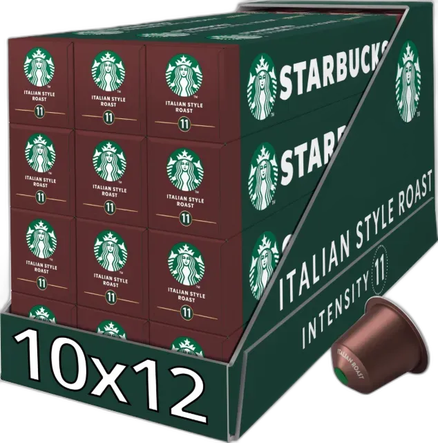 Image du produit Starbucks Italian Style Roast by Nespresso Dark Roast, 12x10 capsules