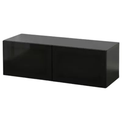 Immagine del prodotto BESTÅ Combinazione di mobili da parete, marrone-nero Glassvik/nero vetro fumé, 120x42x38 cm