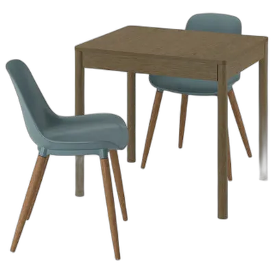 Immagine del prodotto TONSTAD / GRÖNSTA Tavolo e 2 sedie, marrone impiallacciatura di rovere/grigio-turchese, 80/120x70 cm