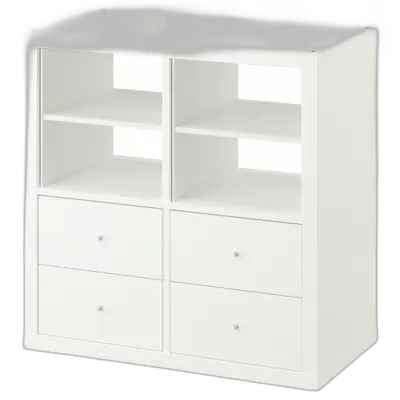 Produktbild zu KALLAX Regal, 4 Schubladen/mit 2 Regaleinsätzen weiß, 77x77 cm