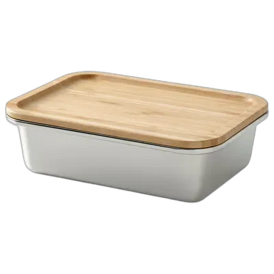 Image du produit IKEA 365+ Boîte de conservation av couvercle, rectangulaire acier inoxydable/bambou, 1.0 l