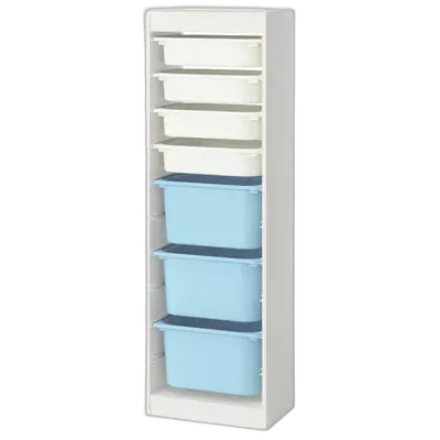 Image du produit TROFAST Combinaison structure + bacs, blanc blanc/bleu clair, 46x30x145 cm