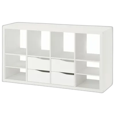 Immagine del prodotto KALLAX Scaffale, con 4 cassetti con 2 divisori/ondulato bianco, 147x77 cm