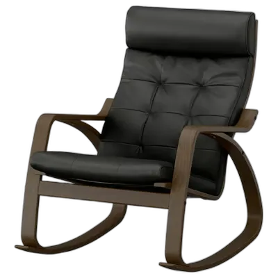 Image du produit POÄNG Fauteuil à bascule, motif noyer/Grann noir