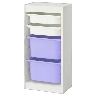 Image du produit TROFAST Combinaison structure + bacs, blanc blanc/mauve, 46x30x94 cm