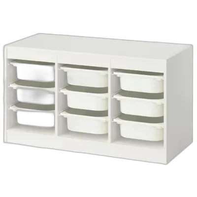 Image du produit TROFAST Combinaison structure + bacs, blanc/blanc, 99x44x56 cm