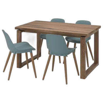 Image du produit MÖRBYLÅNGA / GRÖNSTA Table et 4 chaises, plaqué chêne teinté brun/gris turquoise, 140x85 cm