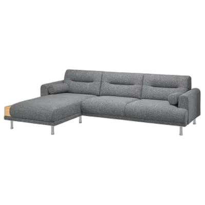 Image du produit LÅNGARYD Canapé 3 places méridienne, gauche, Lejde gris/noir/métal