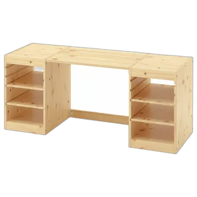 Immagine del prodotto TROFAST Scrivania con ripiani, pino con mordente bianco, 124x44x52 cm