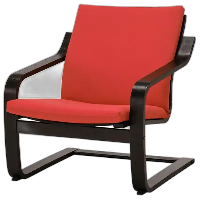 Image du produit POÄNG Fauteuil dossier bas, brun noir/Vissle rouge