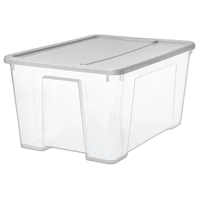 Immagine del prodotto SAMLA Contenitore con coperchio, trasparente/grigio chiaro, 57x39x28 cm/45 l