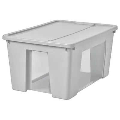 Produktbild zu SAMLA Box mit Deckel, transparent/hellgrau, 57x39x28 cm/45 l