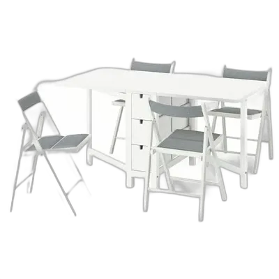 Image du produit NORDEN / FRÖSVI Table et 4 chaises, blanc/Knisa gris clair, 26/89/152 cm