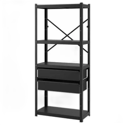 Image du produit BROR Étagère avec tiroirs/tablettes, noir, 85x40x190 cm