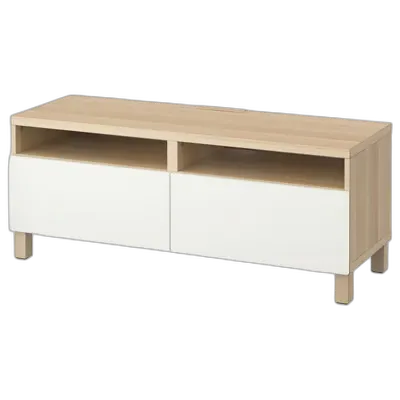 Image du produit BESTÅ Banc TV avec tiroirs, effet chêne blanchi/Lappviken blanc, 120x42x48 cm