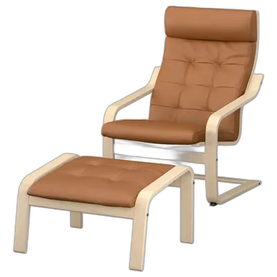 Produktbild zu POÄNG Sessel und Hocker, Birkenfurnier/Grann goldbraun