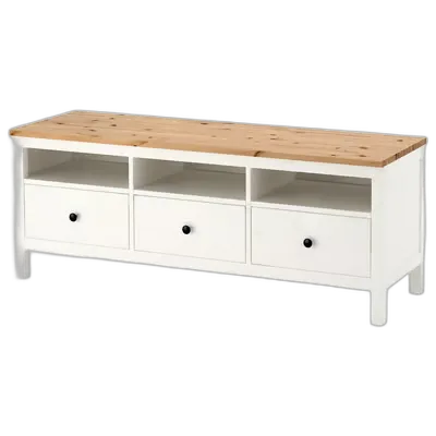 Image du produit HEMNES Banc TV, teinté blanc/brun clair, 148x47x57 cm