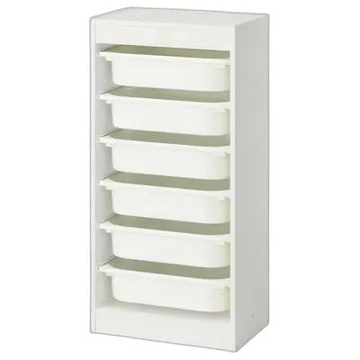 Image du produit TROFAST Combinaison structure + bacs, blanc/blanc, 46x30x94 cm
