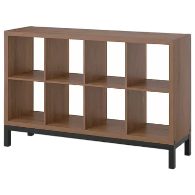 Image du produit KALLAX Étagère avec support, brun motif noyer/noir, 147x94 cm
