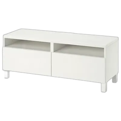 Image du produit BESTÅ Banc TV avec tiroirs, blanc/Lappviken/Stubbarp blanc, 120x42x48 cm