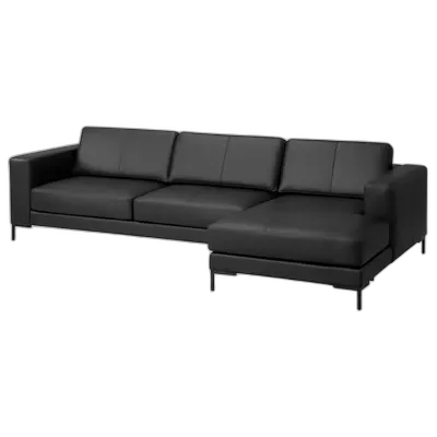 Immagine del prodotto FULLERÖ Divano a 4 posti con chaise-longue, destro/Grann nero/metallo
