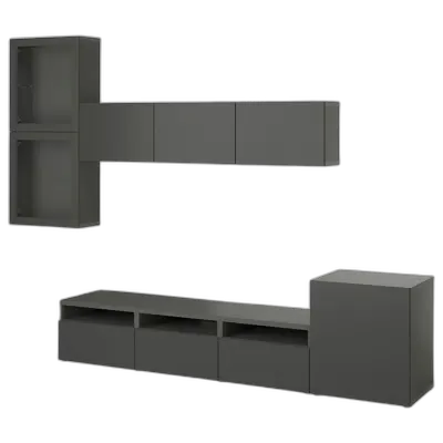 Image du produit BESTÅ Rangement TV/vitrines, gris foncé Lappviken/Sindvik gris foncé, 300x42x211 cm