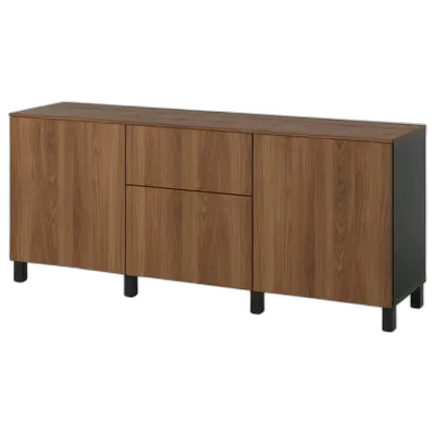 Image du produit BESTÅ Combinaison rangement tiroirs, brun noir Lappviken/Stubbarp/brun motif noyer, 180x42x75 cm