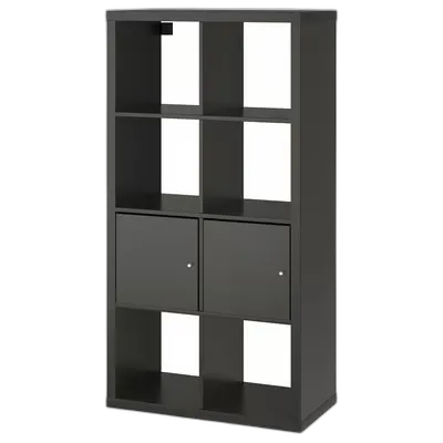 Image du produit KALLAX Étagère avec portes, brun noir, 77x147 cm