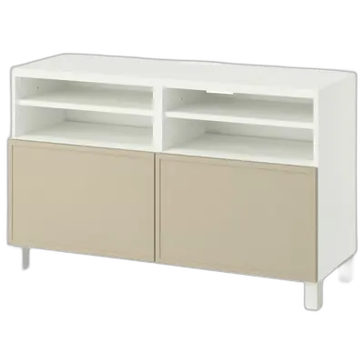 Image du produit BESTÅ Banc TV avec portes, blanc/Krukmakare beige, 120x42x74 cm