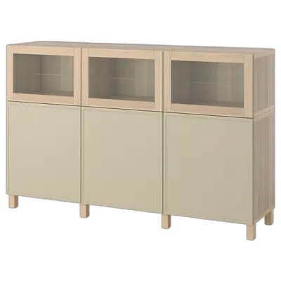 Produktbild zu BESTÅ Aufbewahrung mit Türen, Eicheneff wlas/Krukmakare beige, 180x42x112 cm