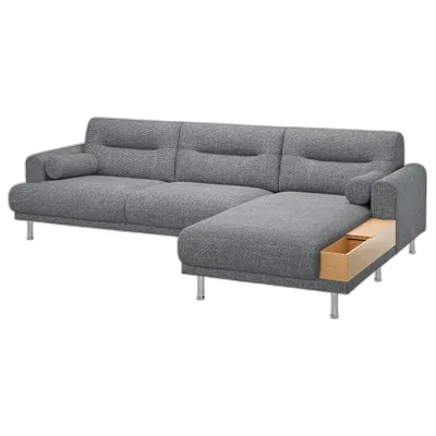 Image du produit LÅNGARYD Canapé 3 places méridienne, droite, Lejde gris/noir/métal