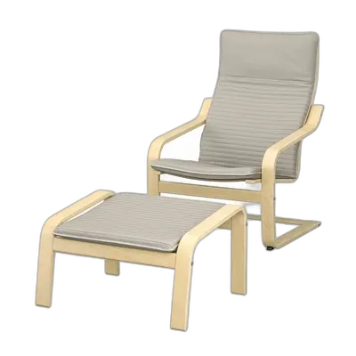 Immagine del prodotto POÄNG Poltrona e poggiapiedi, impiallacciatura di betulla/Knisa beige chiaro