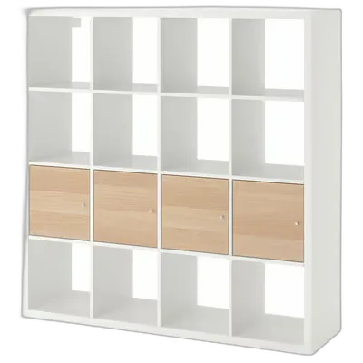 Image du produit KALLAX Étagère avec 4 accessoires, blanc/effet chêne blanchi, 147x147 cm