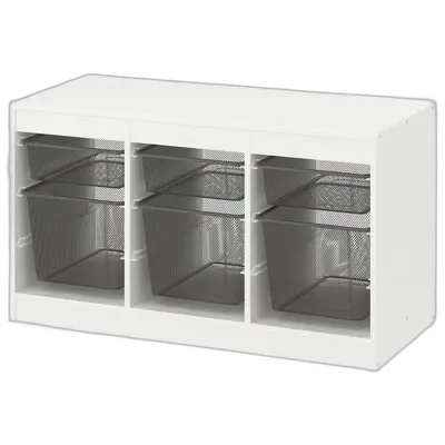 Image du produit TROFAST Combinaison structure + bacs, blanc/gris foncé, 99x44x56 cm