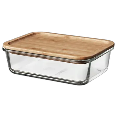 Immagine del prodotto IKEA 365+ Contenitore con coperchio, rettangolare vetro/bambù, 1.0 l