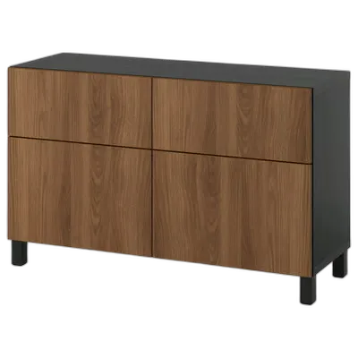 Immagine del prodotto BESTÅ Combinazione + ante/cassetti, marrone-nero Lappviken/Stubbarp/marrone effetto noce, 120x42x74 cm