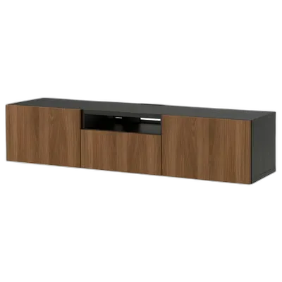 Image du produit BESTÅ Banc TV, brun noir Lappviken/brun motif noyer, 180x42x39 cm