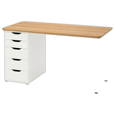 Image du produit ANFALLARE / ALEX Bureau, bambou/blanc, 140x65 cm