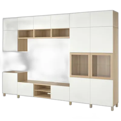Image du produit BESTÅ Rangement TV/vitrines, plaqué chêne blanchi Lappviken/Sindvik blanc, 360x42x240 cm
