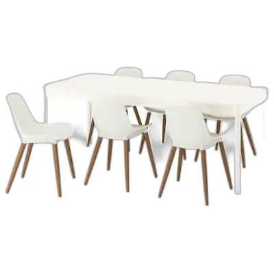 Immagine del prodotto TONSTAD / GRÖNSTA Tavolo e 6 sedie, bianco sporco/bianco, 200x85 cm