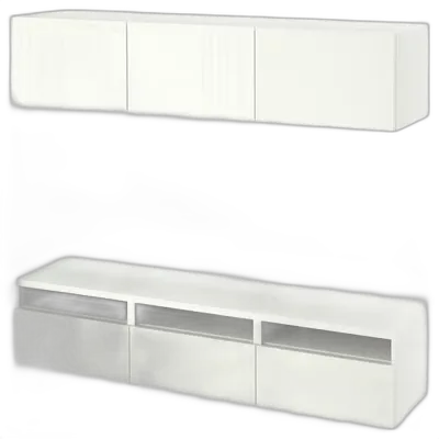 Image du produit BESTÅ Banc TV, blanc/Selsviken brillant/blanc, 180x42x185 cm