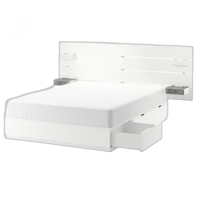 Produktbild zu NORDLI Bettgestell mit Kopfteil und Aufb., weiß, 180x200 cm